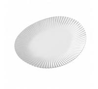 Yajuyi Plat Service Ovale en Acier Inoxydable 18/8 Surface Cannelée pour Présenter ts Adapté à la Table Basse à la Salle à Manger, Petit