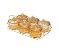 Yajuyi Plateaux de Service Compartimentés, Bol à Fruits Secs, Assiettes à Apéritif, Bol Amovible pour Bonbons et Noix, Assiettes à Hors-d'œuvre pour La C, Brun Clair 6