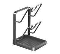 Yajuyi Pot Lid Holder Organisateur de Couvercle de Support à Planche à Découper Plateau Collecteur Résistant En PP Adapté à La Cuisine Maison Bureau, Gris 2 Niveaux