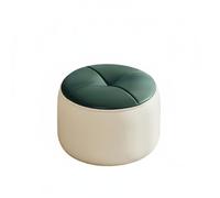 Yajuyi Tabouret d'Assise en Cuir Nappa Microfibre Repose-Pieds Structure Bois Forme Compacte Coussin Éponge Résiliente Adapté pour Maison Chambre Décoration Bureau, Blanc+Vert Foncé
