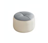 Yajuyi Tabouret d'Assise en Cuir Nappa Microfibre Repose-Pieds Structure Bois Forme Compacte Coussin Éponge Résiliente Adapté pour Maison Chambre Décoration Bureau, Blanc+Gris