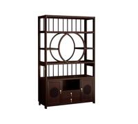 Yajuyi Vitrine d'Exposition Bibliothèque Armoire Étagère avec en Bambou et MDF Charme Intemporel avec Devants à Grille et Boutons Ronds pour Organisation Adaptée à la Maison Bureau Entrée Séjour