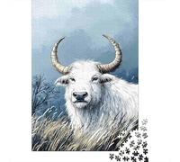 Yak Sauvage Puzzle 1000 Pièces Papier pour Adultes Paysage de Prairie Jeu de Puzzle 1000 Pièces Relaxation Décor Cadeau 52x38cm/1000pcs