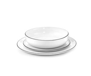 YAKA Porcelaine Blanche Assiette Creuse D20 Médard de NOBLAT Liseret NOIR