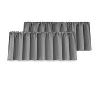 Yakamok Cantonnières occultantes de 45,7 cm de long pour fenêtres de cuisine - 2 panneaux occultants pour sous-sol avec passe-tringle (gris, 132 x 45 cm, 1 paire)