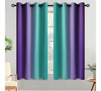 Yakamok Lot de 2 Rideaux occultants ombrés à Isolation Thermique avec œillets pour Chambre à Coucher et Salon, 132,1 x 160 cm, Bleu Sarcelle et Violet
