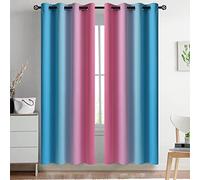 Yakamok Lot de 2 Rideaux occultants ombrés à Isolation Thermique avec œillets pour Chambre à Coucher et Salon, 132,1 x 182,9 cm, Rose et Bleu