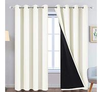 Yakamok Rideaux 100% occultants à Isolation Thermique avec Doublure Noire pour Chambre à Coucher, Rideaux bloquants la Chaleur pour Salon (132 x 244 cm, crème, 2 Panneaux)