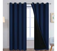 Yakamok Rideaux 100% occultants avec Doublure Noire, Isolation Thermique, Rideaux occultants pour Salon (52 x 96 L, Bleu Marine, 2 Panneaux)