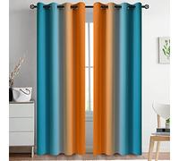Yakamok Rideaux occultants ombrés Orange et Bleu pour Chambre à Coucher - Rideaux occultants à Isolation Thermique avec œillets pour Salon - 132,1 x 213,4 cm - 2 Panneaux