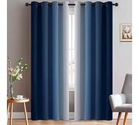 Yakamok Rideaux ombrés bleu et blanc grisâtre - Rideaux occultants à couleur dégradée pour chambre à coucher - Draperies de fenêtre à isolation thermique pour salon (132 x 213 cm, 2 panneaux)