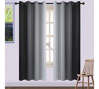 Yakamok Rideaux ombrés noirs et blancs grisâtres pour salon, 132 x 183 cm (l x L)