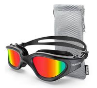 YAKAON Lunettes de natation pour adulte - Protection UV, anti-reflets, anti-buée, anti-fuite, sangle en silicone - Verres transparents/polarisés