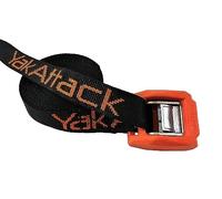 YakAttack 15' Cam Strap | Heavy-Duty Polyester Tie Down with Protective Rubber Buckle | Black/Orange - 2 Pack | Kayak Fishing Roof Rack Securement | Made in USA