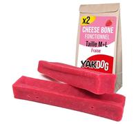 YAKDOG SANTÉ+ - Bâtonnets Fromage Chien M&L - Fraise Relax - Effet Calmants & Digestifs - Favorise Sommeil - Renforce Os & Dents - Friandise Longue Durée - 100% Naturel - Belgique