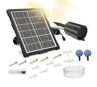 yakermur Aérateur De Bassin Solaire,Oxygénateur d'Aquarium à Énergie Solaire - 3 Modes de Fonctionnement, Imperméable avec Tuyau et Diffuseur à Bulles