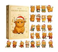 yakermur Calendrier De L'Avent - 2D Plat Acrylique Mignon Yak Cadeau De Fête,Figurines de Vache des Highlands pour 24 Jours | Pour Amis Famille Passionnés Saison Des Fêtes Fête À La