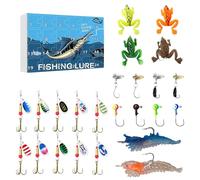 yakermur Calendrier de l'Avent Pêche Leurres - Kit d'Équipement de Pêche | Leurres de Multi-articulés de Noël Advent | pour Débutants Rivière Lac Étang