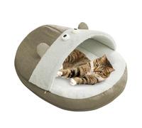 yakermur Niche pour chat - Lit couvert pour chat - Motif chaussons lavable doux et chaud avec bord surélevé pour les petites races et les chiots seniors en hiver toutes saisons