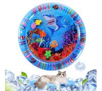 yakermur Tapis de jeu à eau pour chat - Tapis de jeu d'eau épais pour stimuler les sens des chats | Accessoire interactif rond antidérapant pour animaux de compagnie avec poissons flottants pour