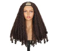 Yaki - perruques synthétiques bou s en U for femmes noires, cheveux tressés Afro, demi-perruque crépue de 24 pouces avec boucles rebondissantes Hair Extensions Pièces Wigs(Brown)