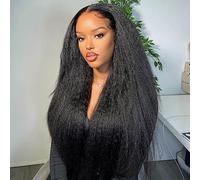 Yaki Straight Glueless Wig human Hair 180 Densité Perruque femme naturelle Perruque Cheveux Humain Sans Colle Pré-pincé pré-coupé for Women Friendly To Beginners