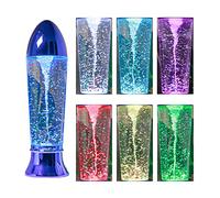 YAKii Lampe tornade LED à changement de couleur 26,7 cm, jouet scientifique, fonctionne avec piles/câble USB, décoration de Noël bleue