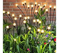 YAKii Lot de 4 lampes solaires de jardin étanches à 32 LED, lumières décoratives d'extérieur améliorées pour cour, terrasse, allée, pelouse, cadeaux uniques pour femme, décoration de Noël, blanc chaud