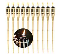 Yakimz 10x Set de flambeaux de jardin lampes flambeau mèche 90cm bambou flambeau à huile pour l'extérieur huile de lampe pour flambeau flammes feu fête déco