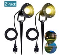 Yakimz 2X Projecteur de jardin 4W LED Lampe de jardin avec piquet de terre Lumière gazon Blanc chaud Étanche IP65 pour extérieur Jardin Étang Paysage