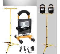 Yakimz 2x10W LED Projecteur de chantier sans fil Lampes de travail blanc froid avec double trépied Projecteur flash Projecteur de travail IP66