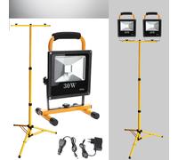 Yakimz 2x30W LED Projecteur de chantier sans fil Lampes de travail blanc froid avec double trépied Projecteur flash Projecteur de travail IP66