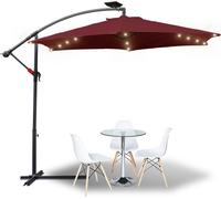 Yakimz 3.5m Parasol UV40+ Camping Parapluie suspendu LED Parasol solaire de jardin avec LED -Rouge