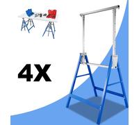 Yakimz 4× tréteau d'échafaudage, tréteau pliant jusqu'à 200kg, travaux au plafond, tréteau de travail, avec sécurité anti-glissement, réglable en hauteur en 7 positions, 80-130CM, bleu