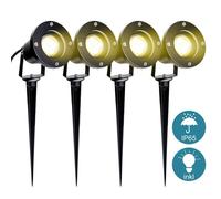 Yakimz 4X Projecteur de jardin 4W LED Lampe de jardin avec piquet de terre Lumière gazon Blanc chaud Étanche IP65 pour extérieur Jardin Étang Paysage