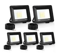Yakimz 5 spots LED d'extérieur, 20W super lumineux projecteur d'éclairage extérieur, IP66, 3 températures de couleur réglables, angle de faisceau 120° Projecteur pour cour, garage, jardin