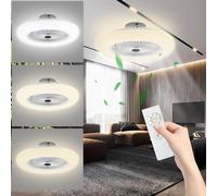 Yakimz 80W Ventilateur de plafond Timer Refroidisseur Eclairage Ventilateur LED Blanc Fan Lumière Chambre