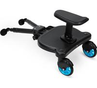 Yakimz Buggy Board avec siège Kiddyboard Poussette Board Marchepied Universel Pédale auxiliaire 360°Deux roues Design Bleu