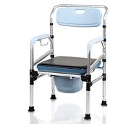 Yakimz Chaise de Toilette, Tabouret de Douche antidérapante, Hauteur réglable de 42 à 54 cm, avec Assise rembourrée et Seau de Toilette, Charge maximale : 160 kg, Chaise de Nuit pour Personnes âgées
