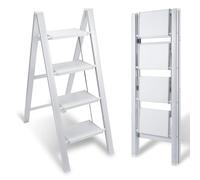 Yakimz Échelle en aluminium, 4 marches, tabouret en aluminium, antidérapant, petite et compacte, capacité de charge jusqu'à 150 kg pour la maison, le bureau, étagère portable (blanc)