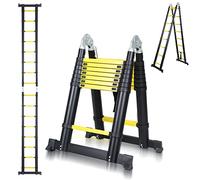 Yakimz - Échelle télescopique en aluminium avec design pliable - Échelle télescopique déployable - Échelle polyvalente - 2,5M+2,5M pliable - Échelle debout antidérapante en aluminium - Noir (5 mètres)