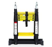 Yakimz - Échelle télescopique en aluminium avec design pliable - Échelle télescopique extensible polyvalente 1,9 m + 1,9 m - Échelle debout pliable - Échelle en aluminium antidérapante, Noir (3,8