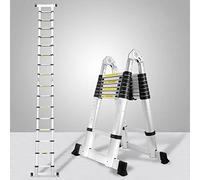 Yakimz Échelle télescopique en aluminium avec design pliable - Échelle télescopique JZ250D - Échelle extensible - Échelle multifonction - 2,5 m + 2,5 m - Échelle pliable - Échelle en aluminium
