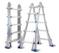 Yakimz Échelle télescopique multifonction 3 en 1 - 4 x 5 échelons - Pliable - En aluminium - Charge maximale : 150 kg