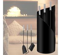 Yakimz Ensemble moderne de 4 couverts de cheminée en acier inoxydable noir