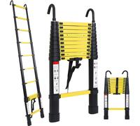 Yakimz escabeau télescopique escabeau pliant Stabil Aluminium escabeau 3,2m noir+jaune avec crochet