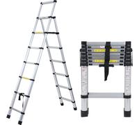 Yakimz Escabeau télescopique Escabeau pliant Stabil Aluminium Escabeau jusqu'à 150kg 2.0m+2.3m