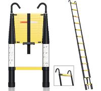 Yakimz Escabeau télescopique Escabeau pliant Stabil Aluminium Escabeau jusqu'à 150kg 3,8m Noir+Jaune Avec Crochet Avec Bouton de Retrait UNIQUE