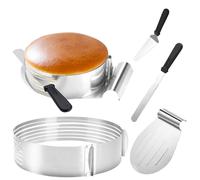 Yakimz Kit à Gâteau 4 pièces en acier inoxydable - Pelle à Gâteau Coupe-Gâteau Aide à la Découpe pour Fond de Gâteau - Pelle à Gâteau Couteau Cercle à Gâteau 23-30cm