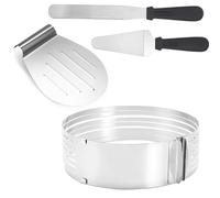 Yakimz Kit à Tarte Pelle à Tarte Coupeuse Aide à la Coupe pour Fond de Tarte - Anneau à Tarte Inox 4pcs